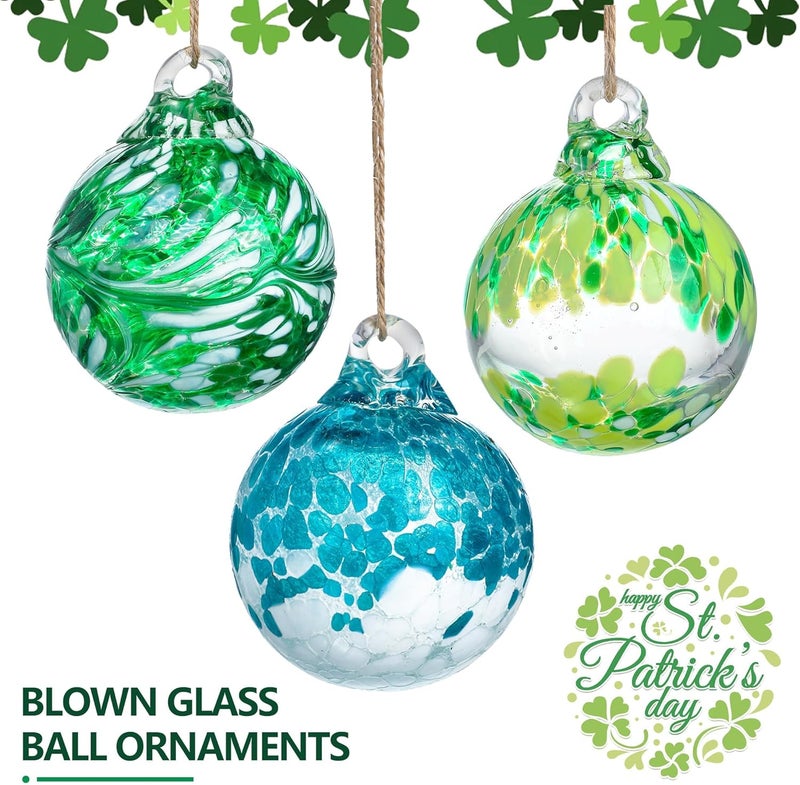 KRISININE 3pcs Hand Blown Glass Gazing Balls 2.3in Hanging Friendship Ball Decor for Home Garden Patio - Image 4